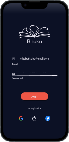 Bhuku login screen
