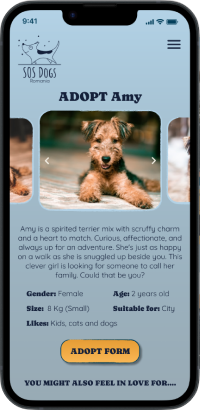 SOS Dogs adopt Amy detail screen