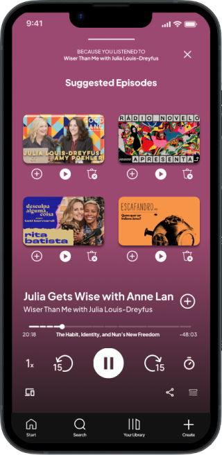 Spotify suggested episodes screen