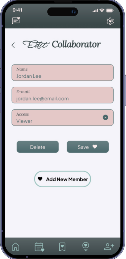 High-fidelity mockup: edit collaborator