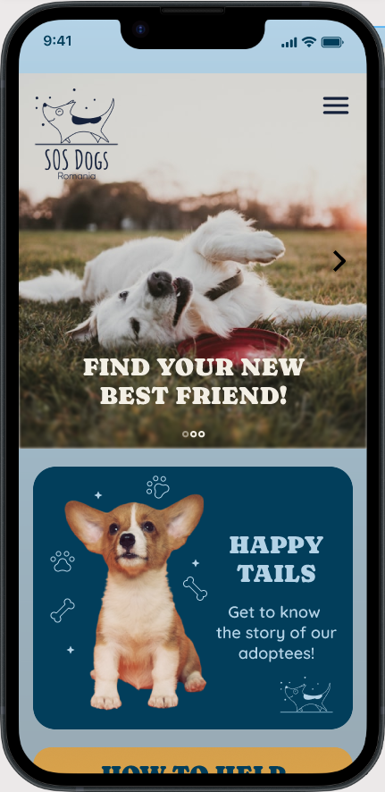SOS Dogs Romania mobile homepage
