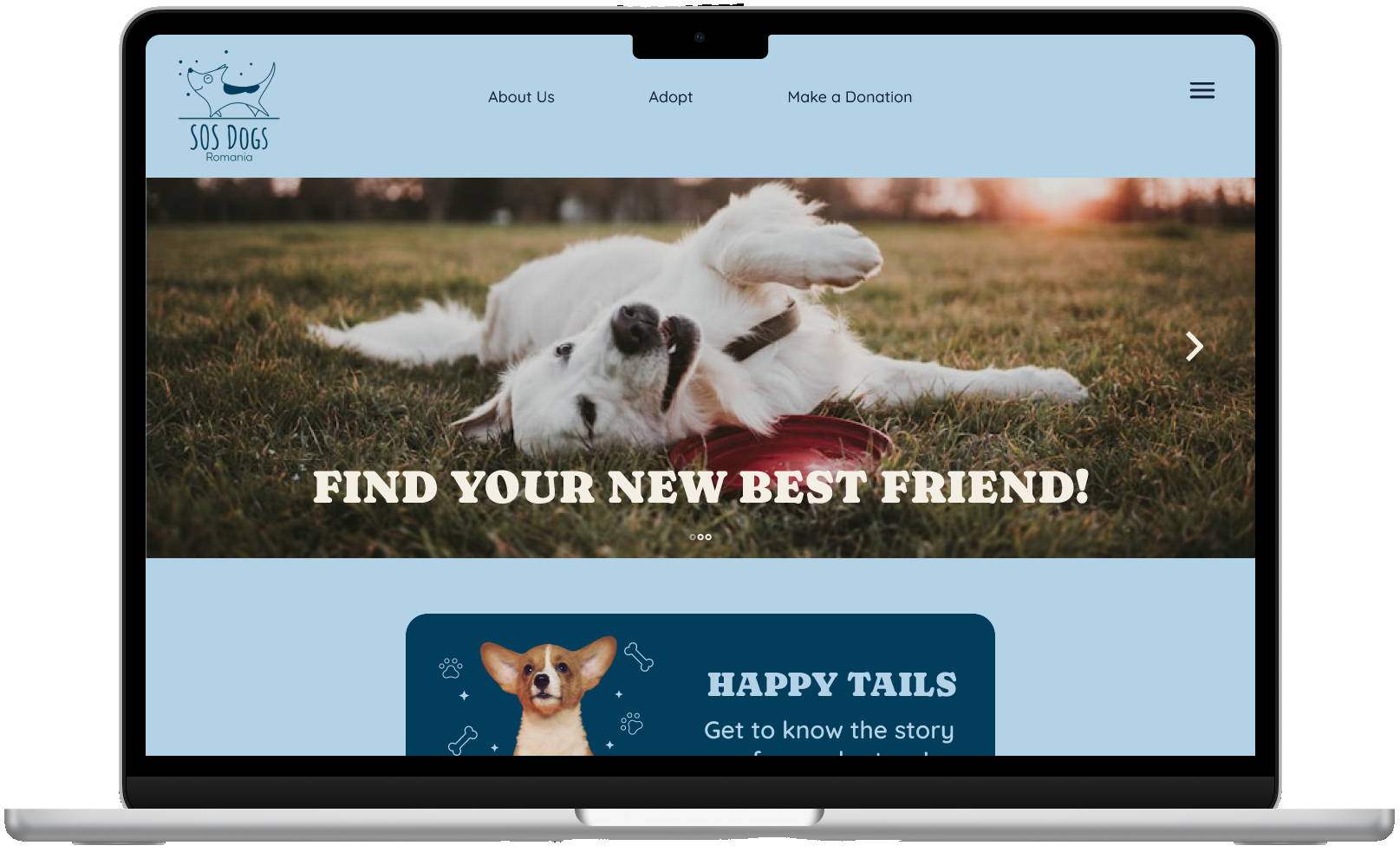 SOS Dogs Romania desktop homepage