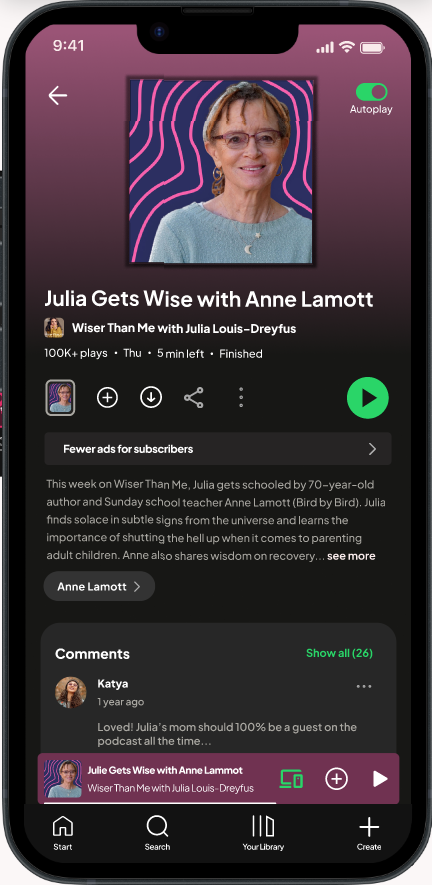 Podcast episode detail screen